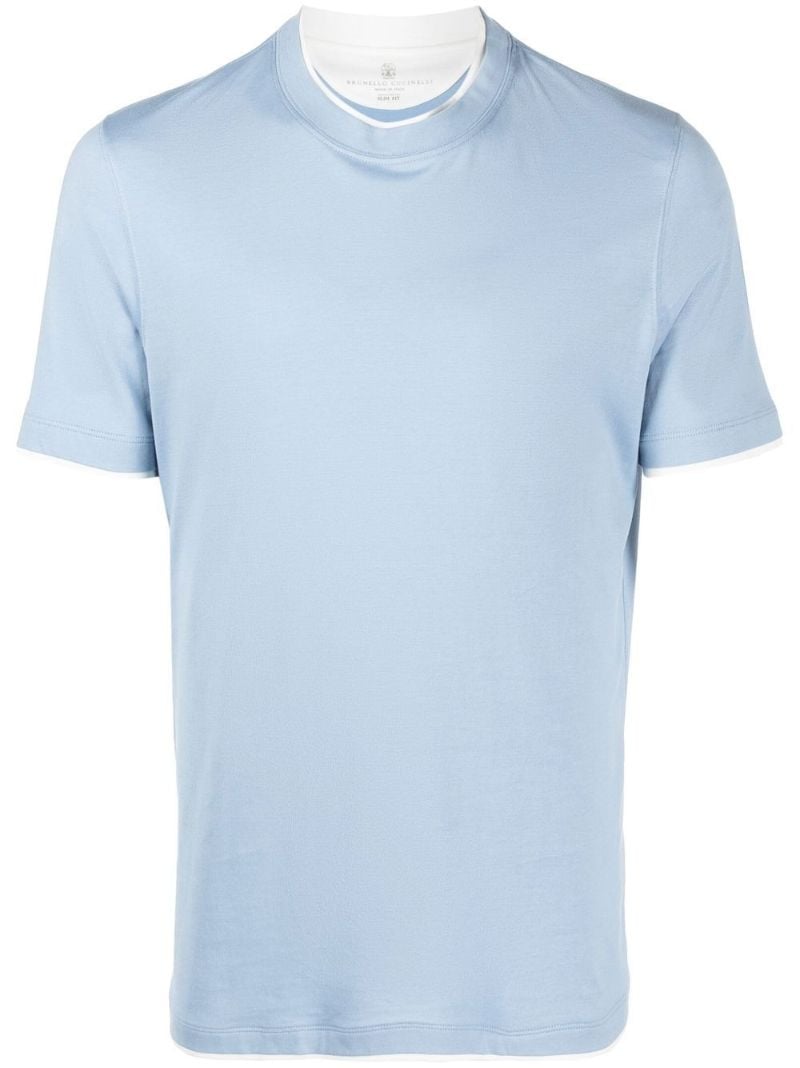Blue Crew Neck Cotton T-shirt