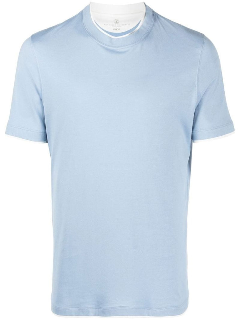 Blue Crew Neck Cotton T-shirt