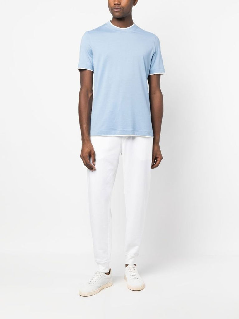Blue Crew Neck Cotton T-shirt