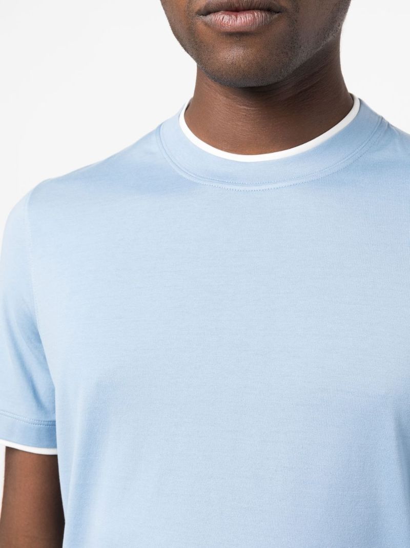 Blue Crew Neck Cotton T-shirt