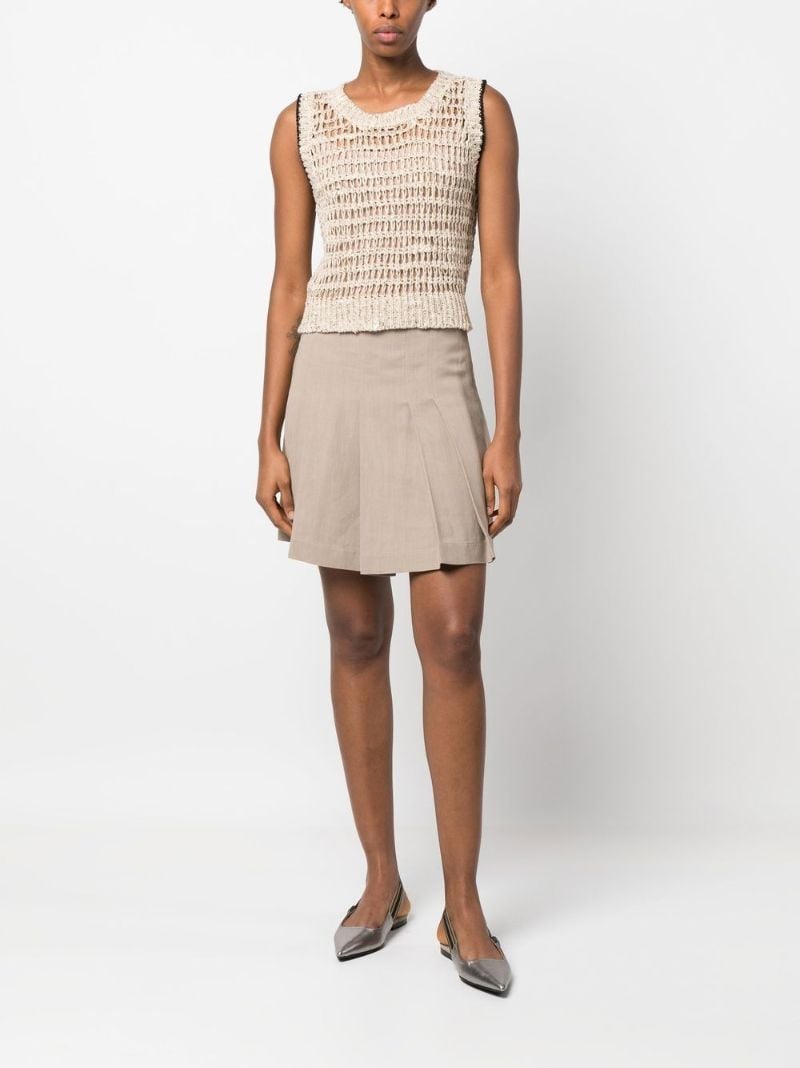 Beige Open-knit Vest Top