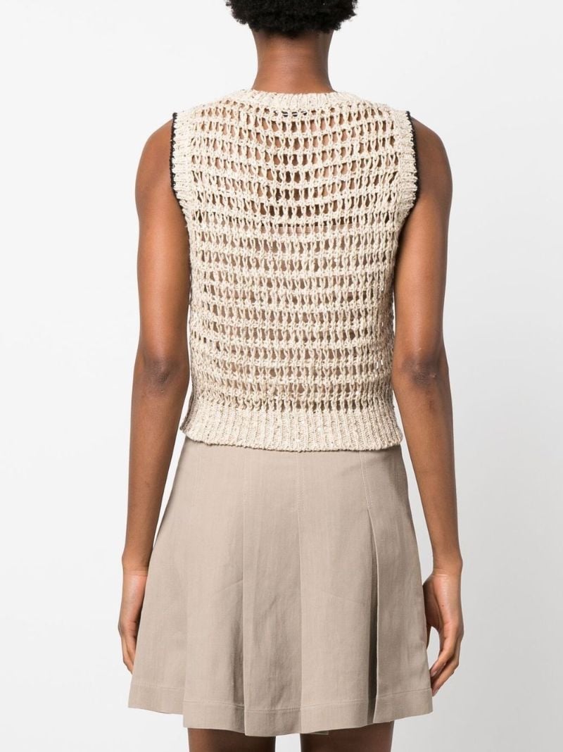 Beige Open-knit Vest Top