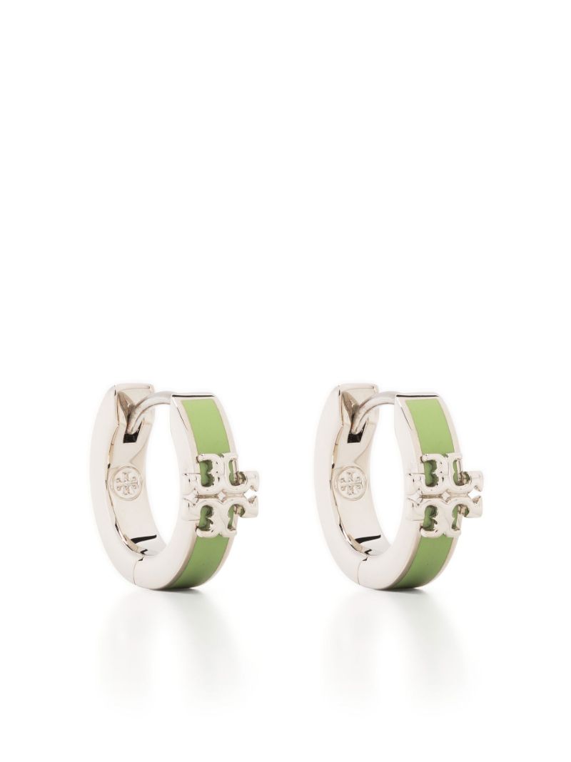 Silver and Green Kira Huggie Earrings