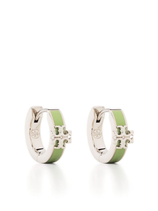 Silver and Green Kira Huggie Earrings