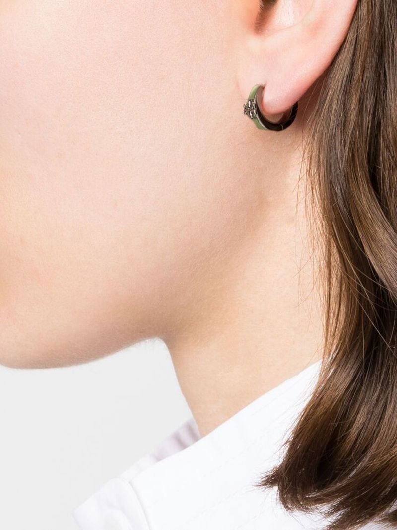 Silver and Green Kira Huggie Earrings