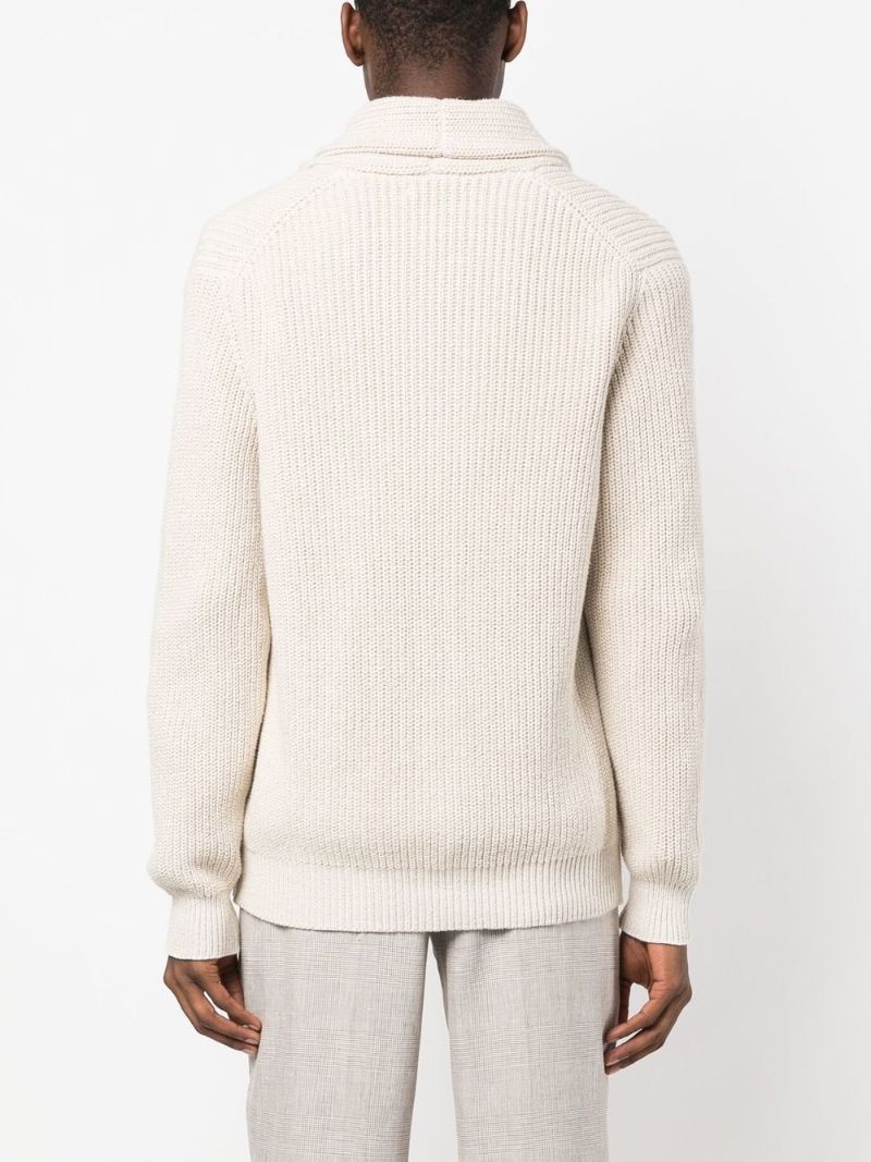 Beige Ribbed Knit Cardigan