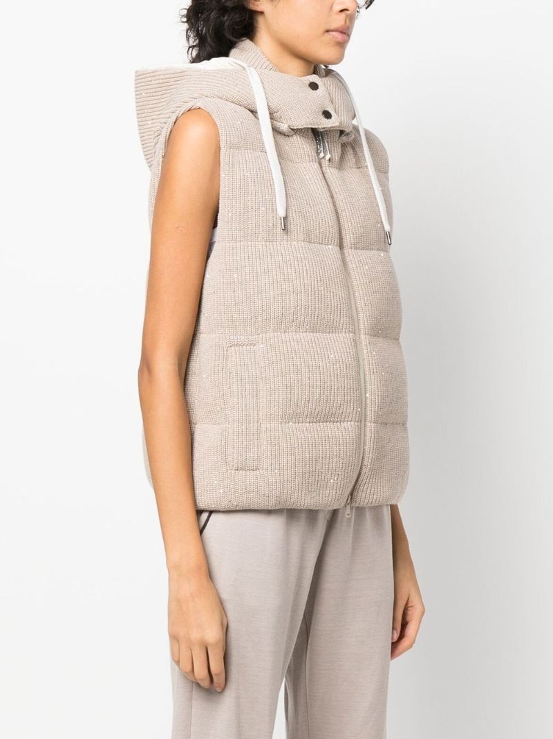 Neutral Dazzling Padded Knit Vest