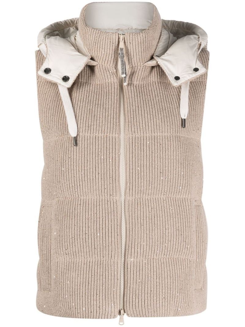 Neutral Dazzling Padded Knit Vest