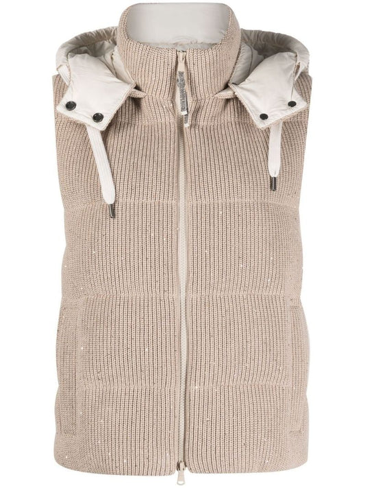 Neutral Dazzling Padded Knit Vest