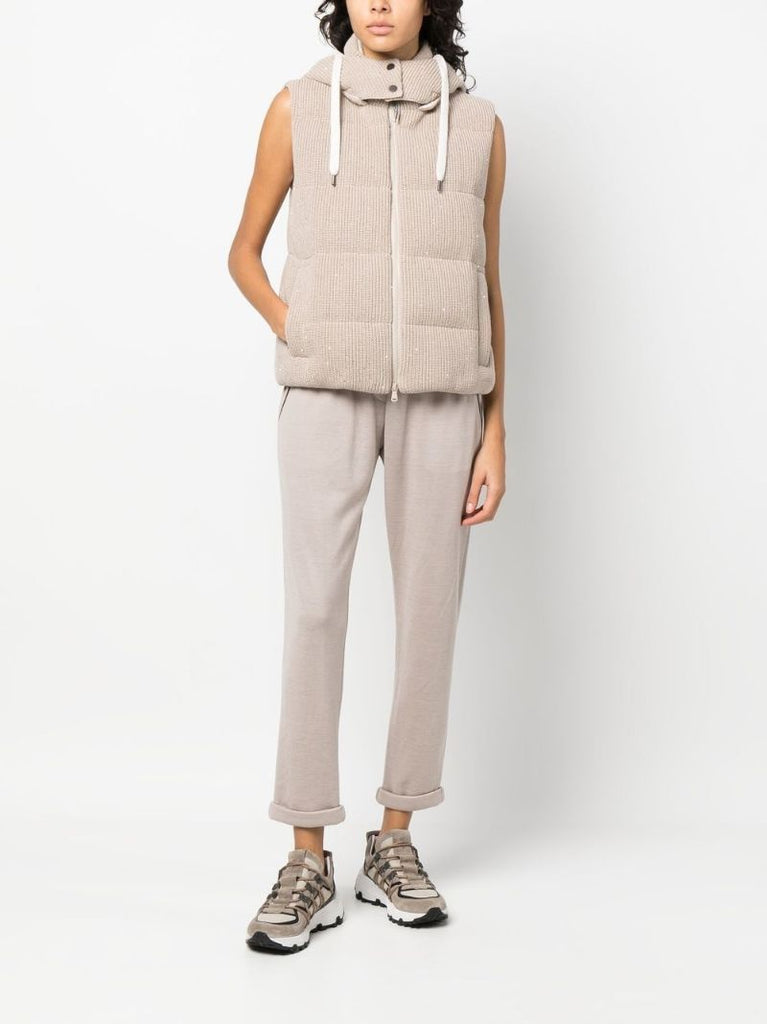 Neutral Dazzling Padded Knit Vest
