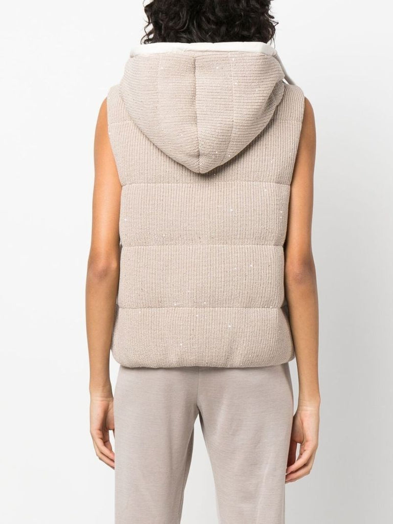 Neutral Dazzling Padded Knit Vest