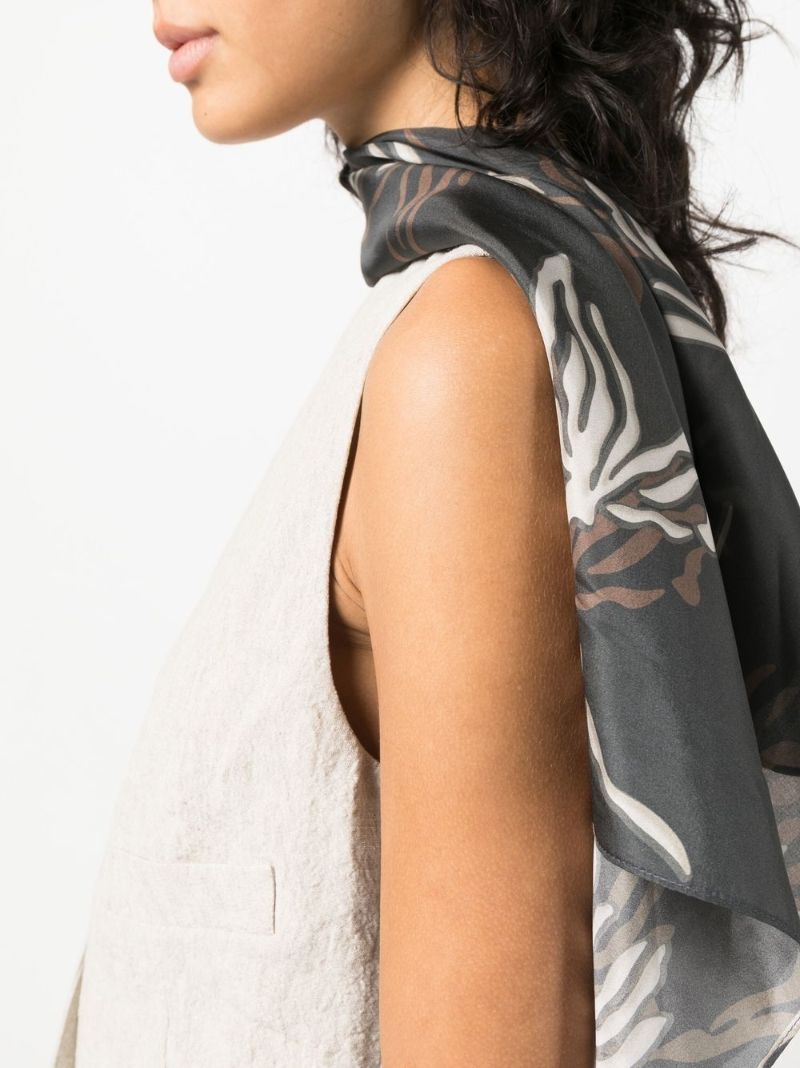 Neutral V-neck Linen Waistcoat