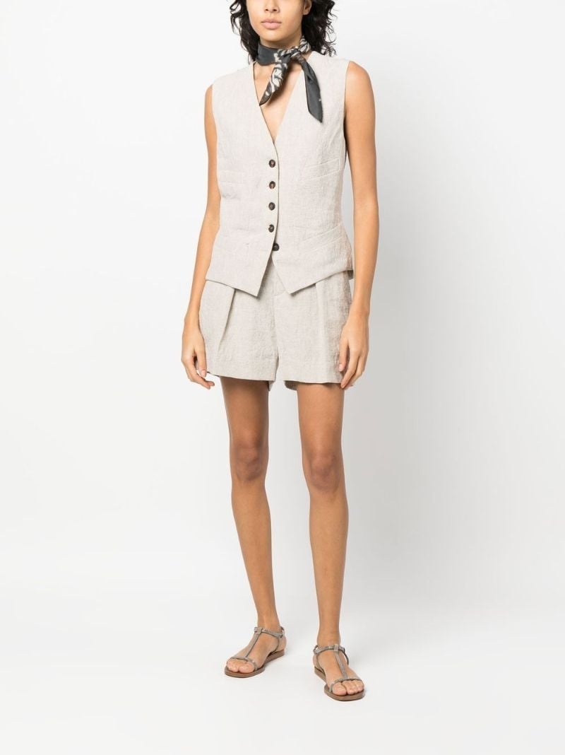 Neutral V-neck Linen Waistcoat
