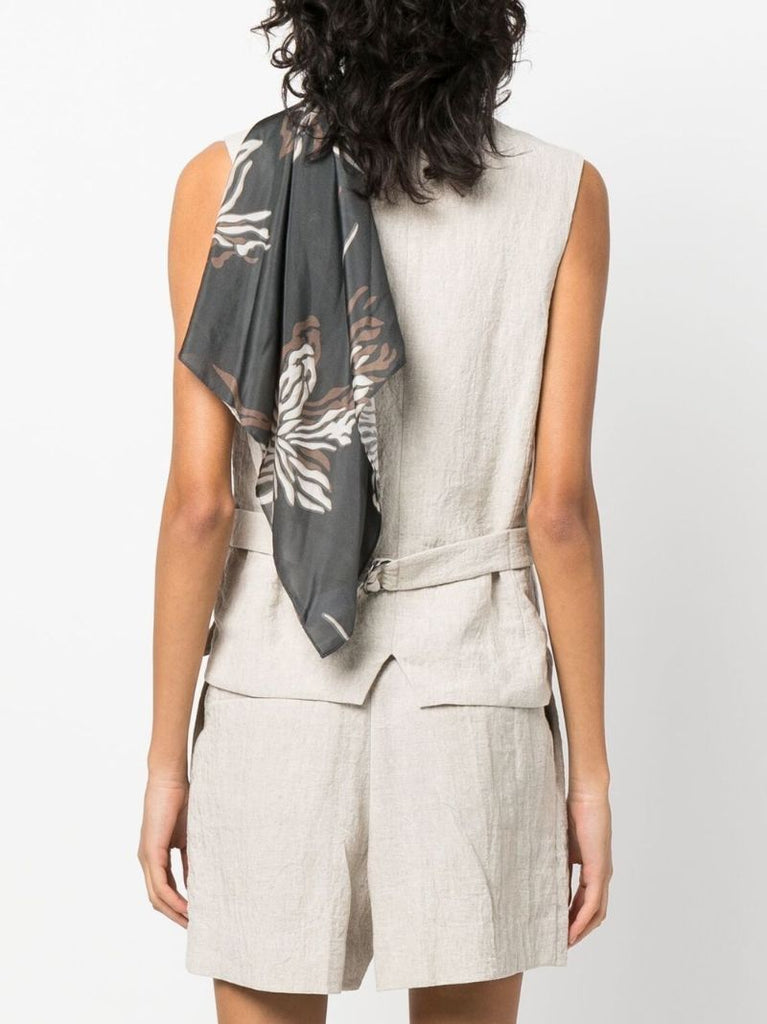 Neutral V-neck Linen Waistcoat