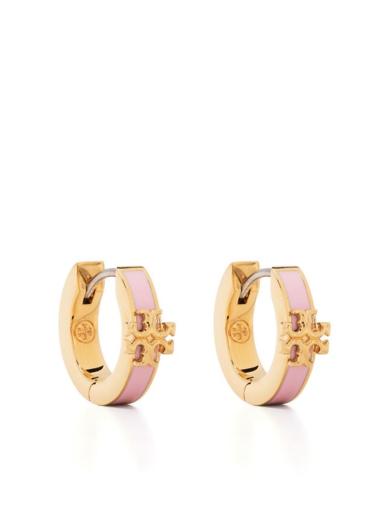 Gold-tone and Pink Kira Huggie Earrings