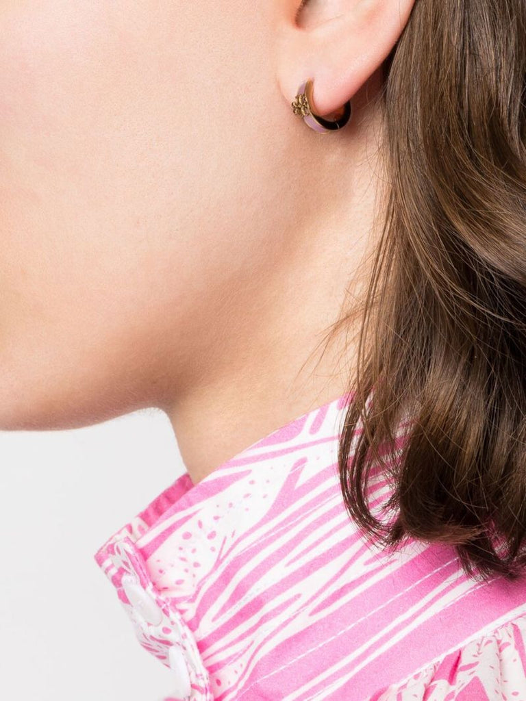 Gold-tone and Pink Kira Huggie Earrings