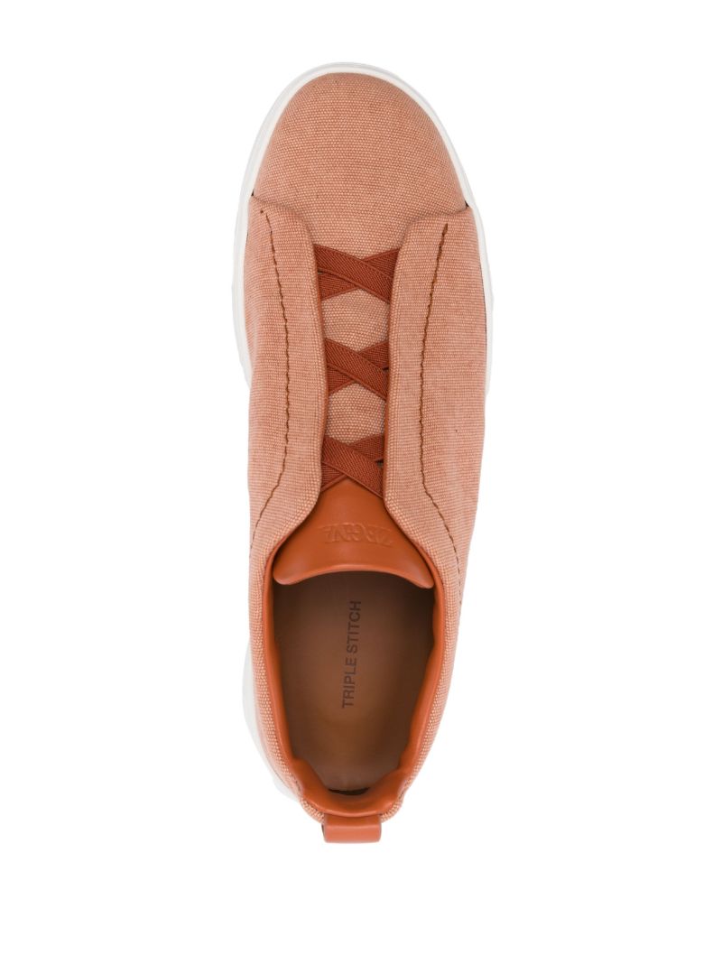 Brown Triple Stitch Low-top Sneakers