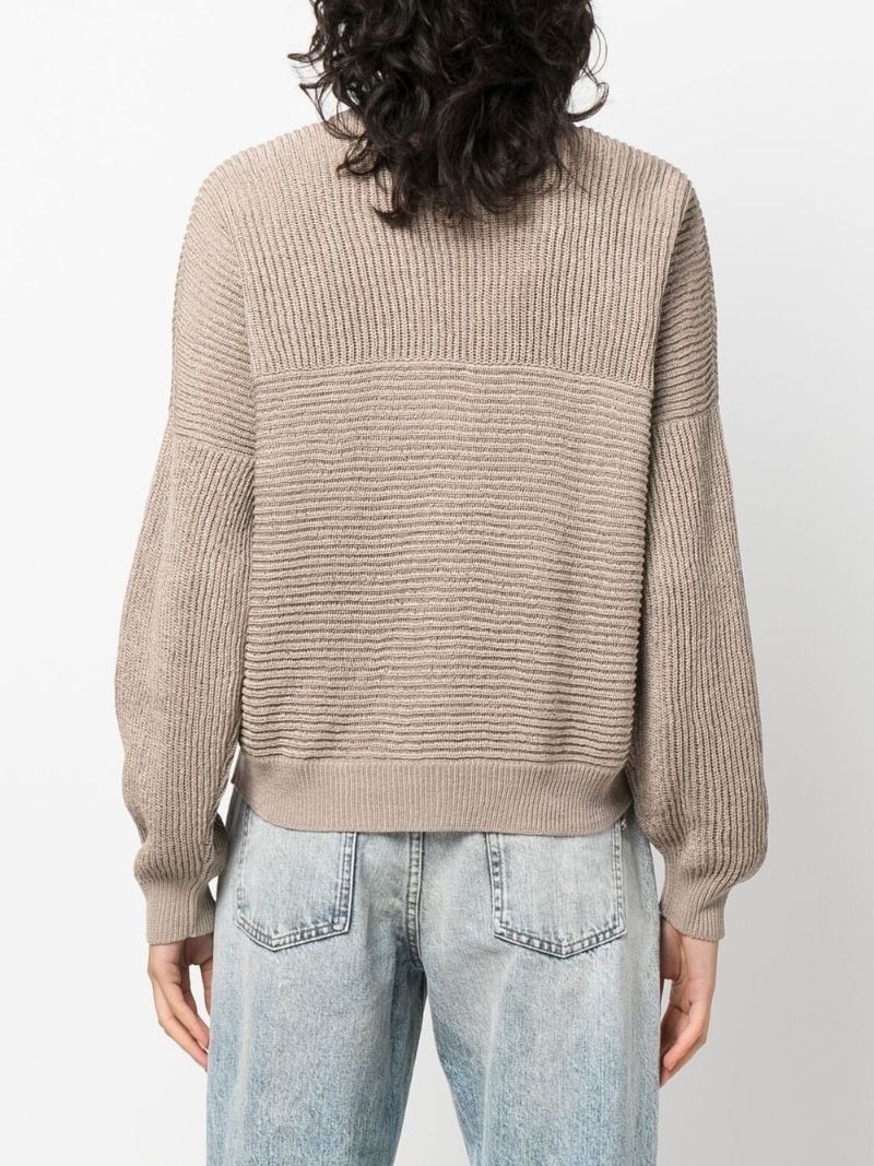 Neutral Monili Embellished Knitted Cardigan