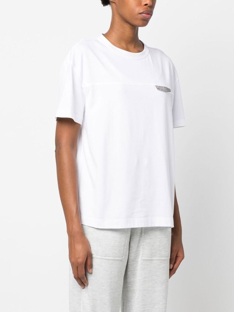 White Monili Embellished T-shirt
