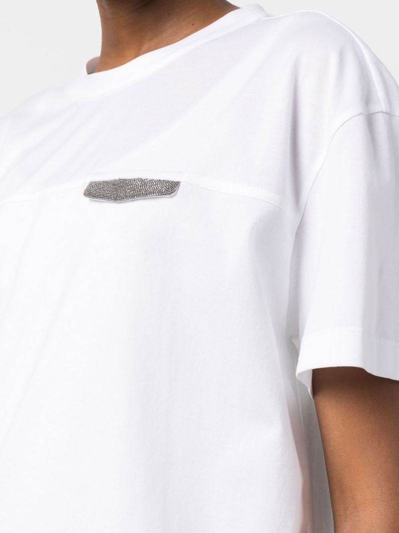 White Monili Embellished T-shirt