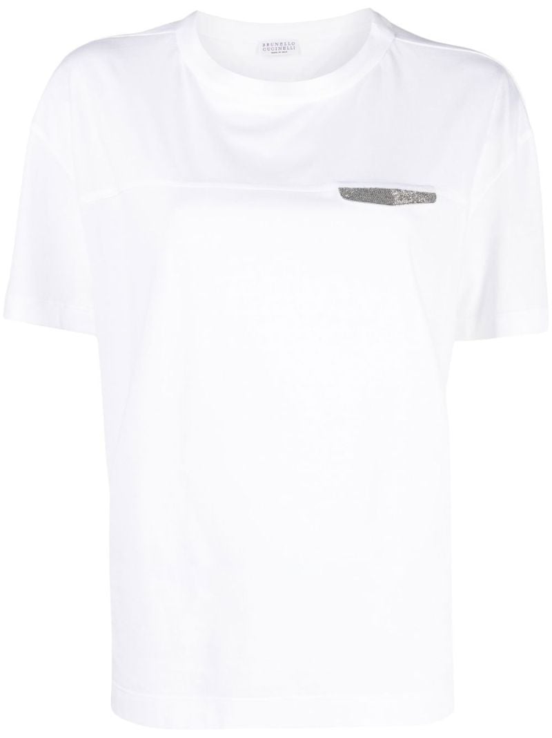 White Monili Embellished T-shirt