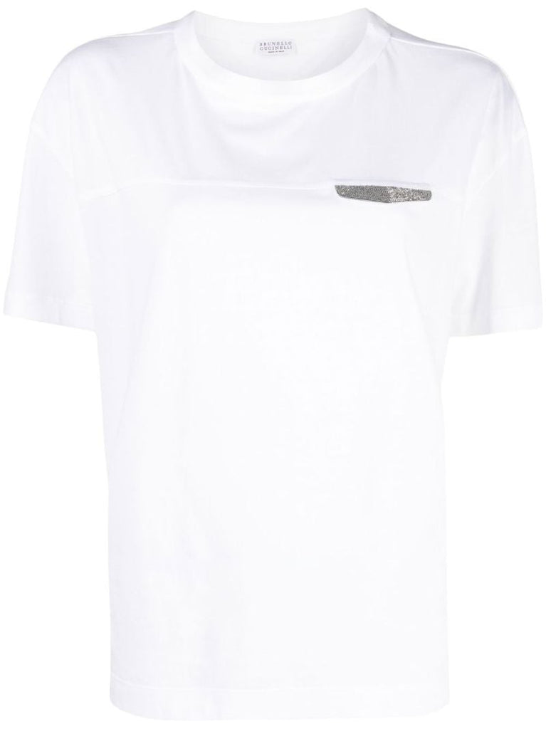 White Monili Embellished T-shirt