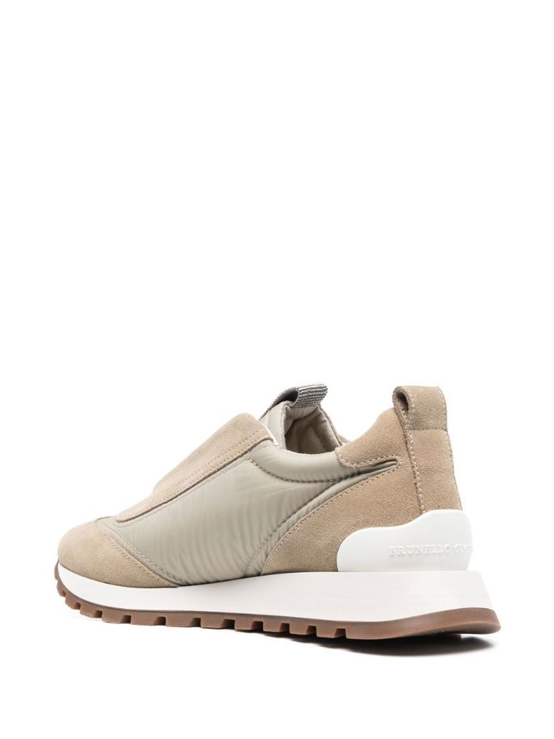 Beige Embellished Low-top Leather Sneakers