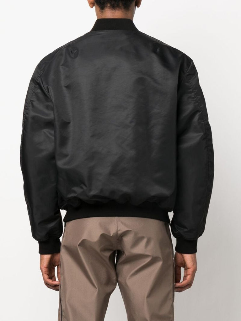 Black Logo Patch Bomber Jacket