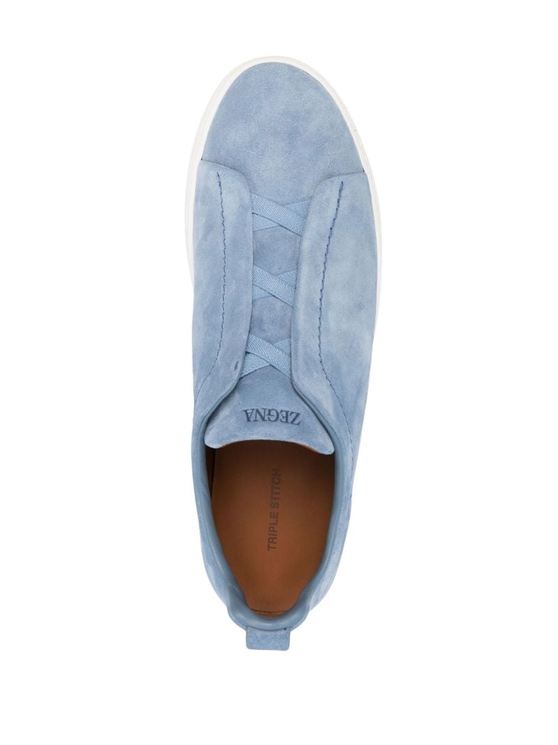 Blue Triple Stitch Low-top Suede Sneakers