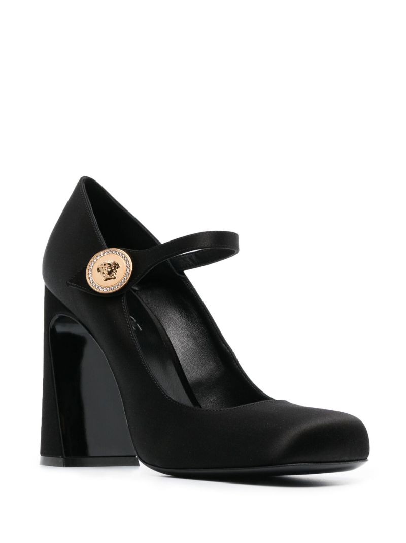 Black 115 Satin Mary Jane Pumps