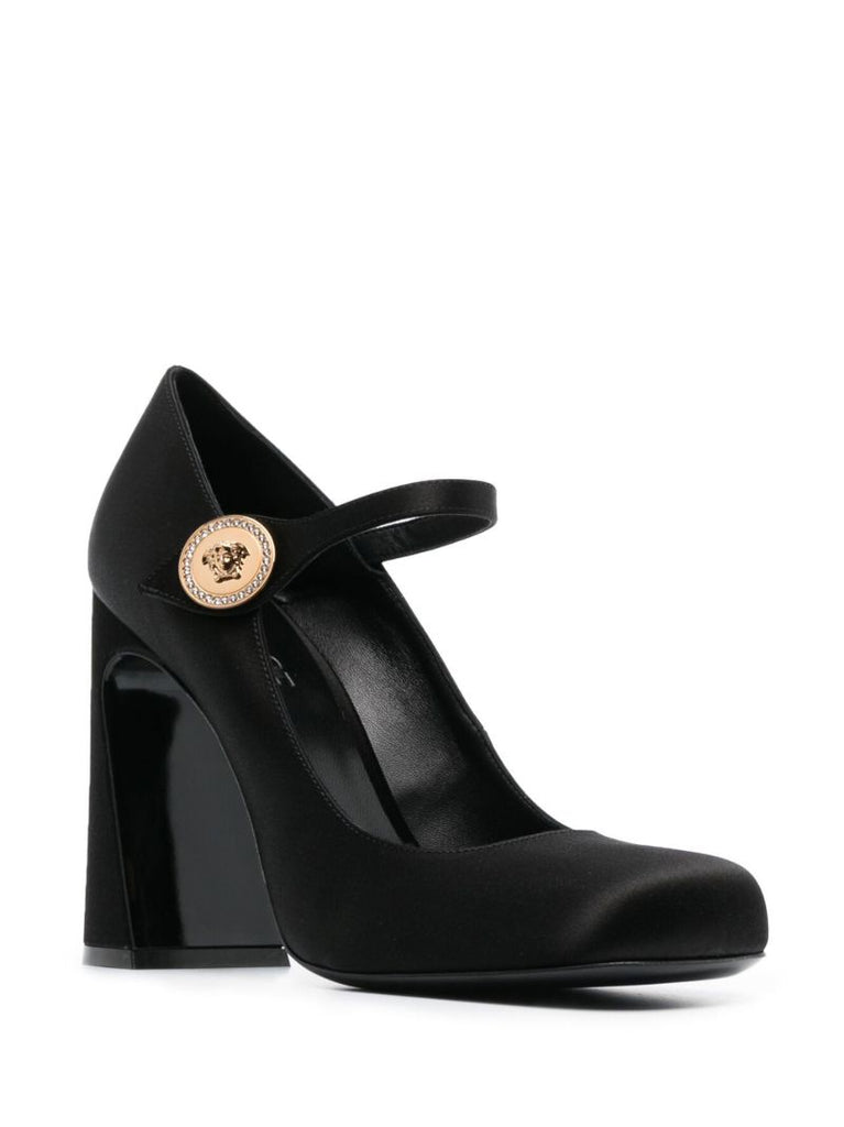 Black 115 Satin Mary Jane Pumps