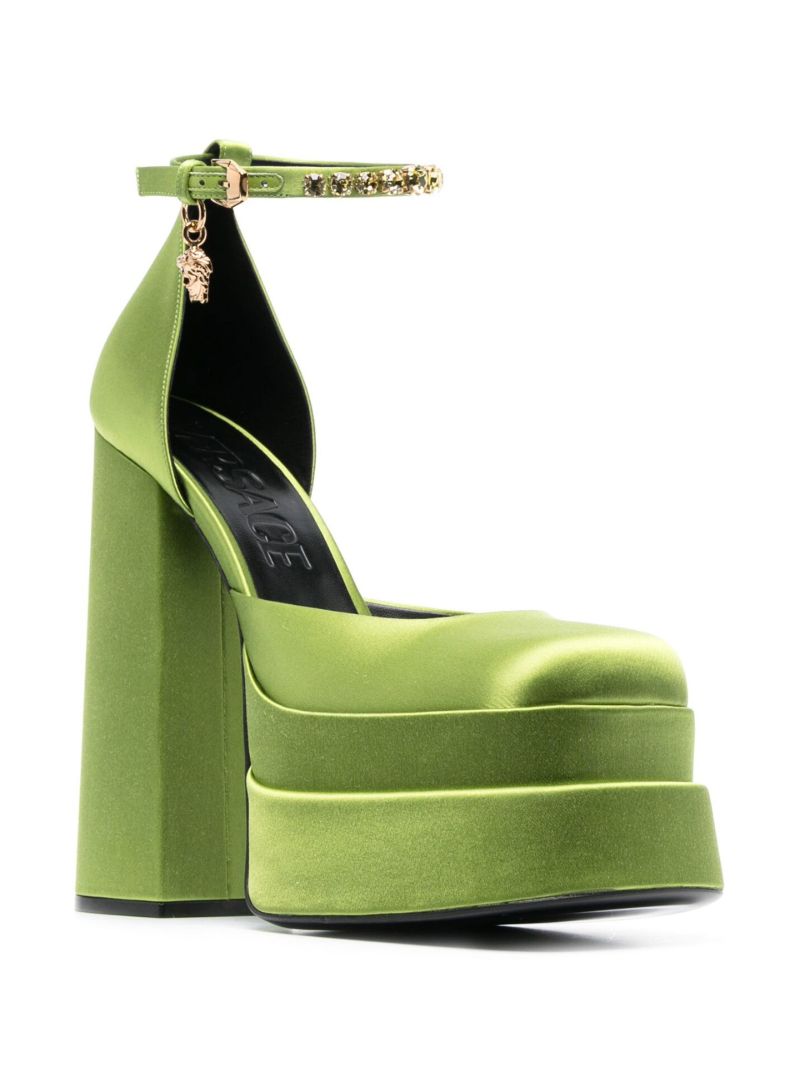 Green Aevitas 165 Satin Platform Pumps