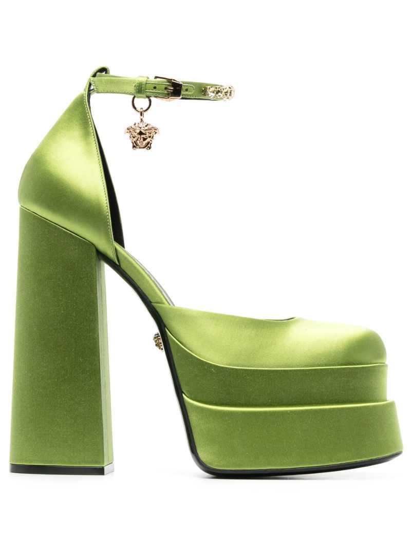 Green Aevitas 165 Satin Platform Pumps