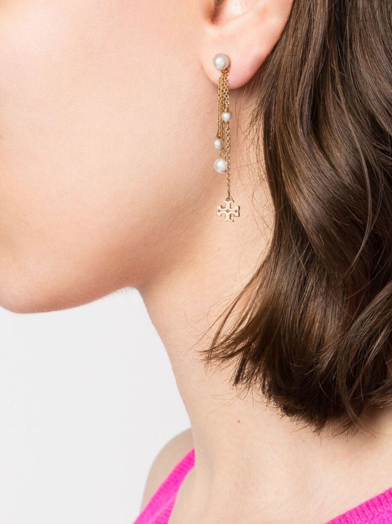 Gold-tone Kira Pearl Linear Drop Earrings