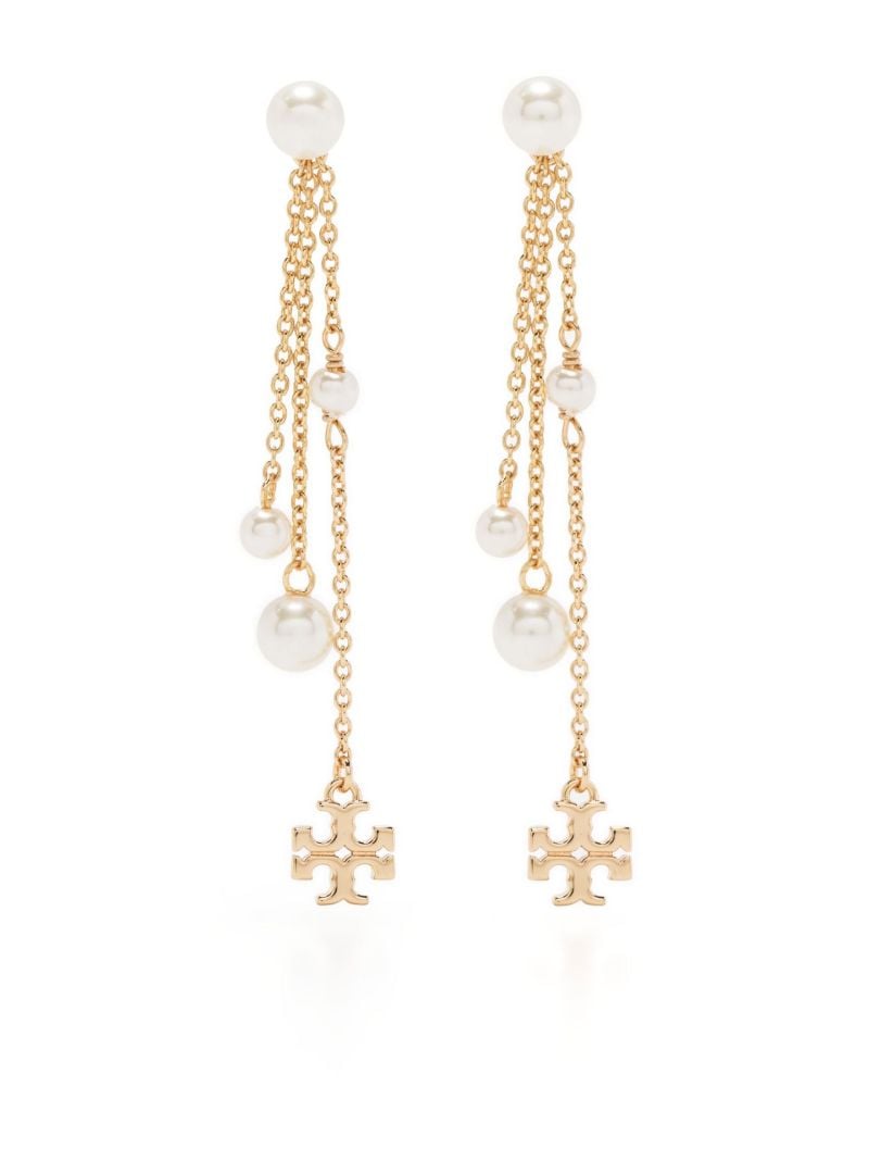 Gold-tone Kira Pearl Linear Drop Earrings