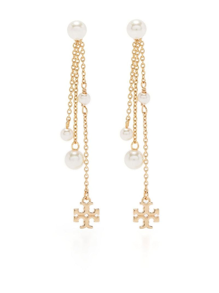 Gold-tone Kira Pearl Linear Drop Earrings
