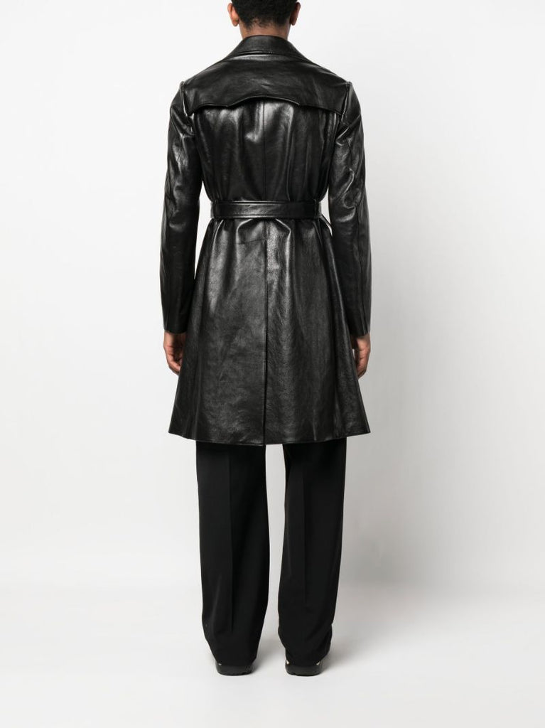 Black Leather Trench Coat