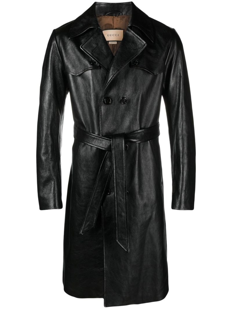 Black Leather Trench Coat