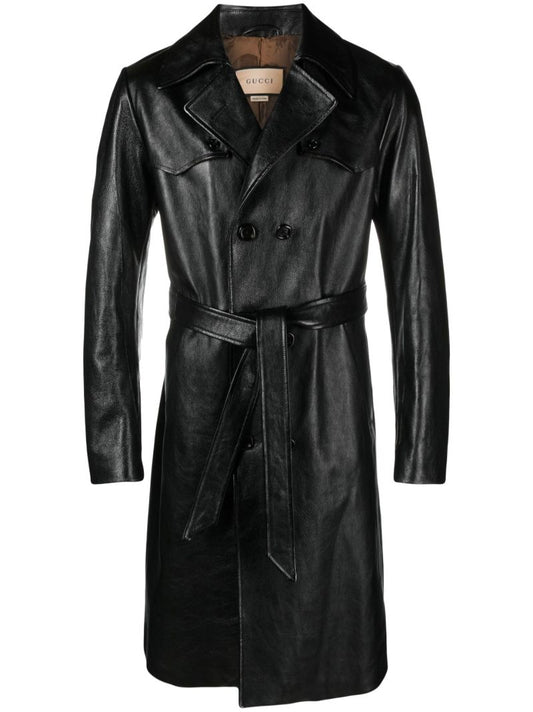 Black Leather Trench Coat