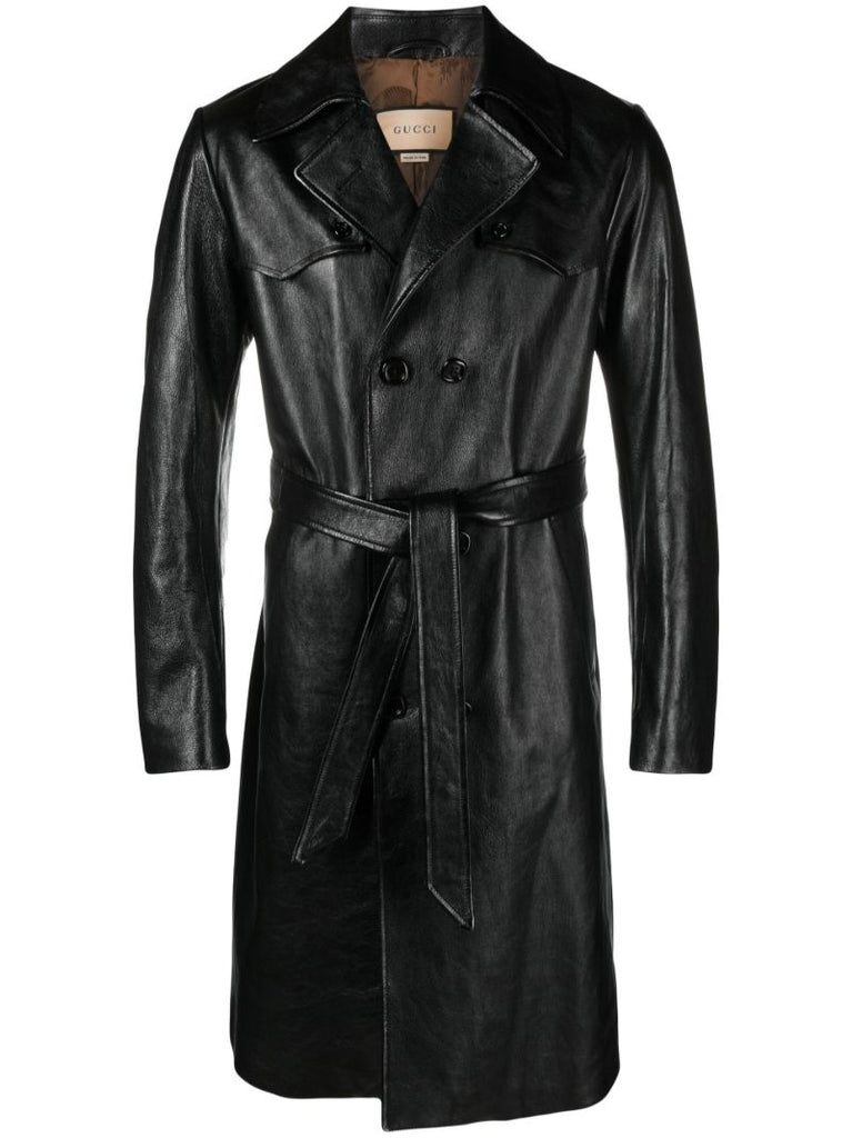 Black Leather Trench Coat