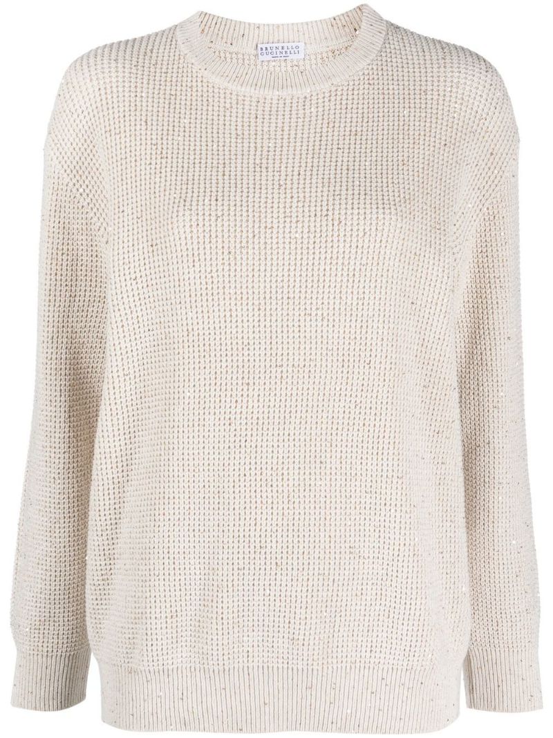 Neutral Chunky-knit Cotton Sweater