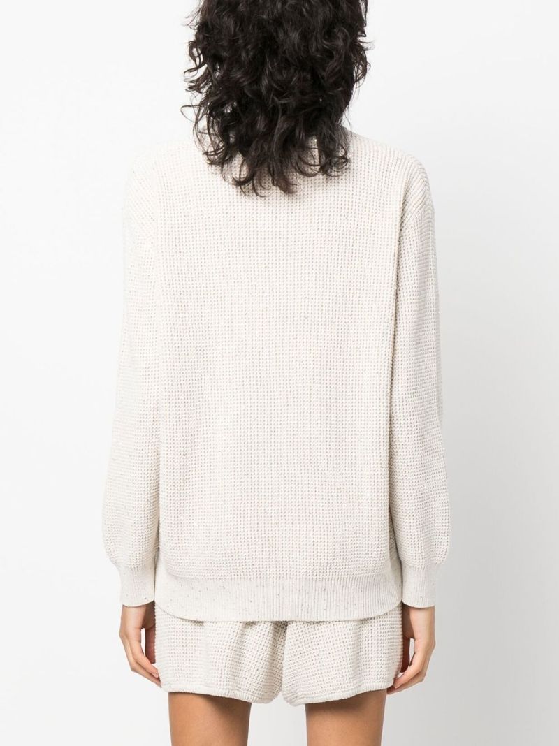Neutral Chunky-knit Cotton Sweater