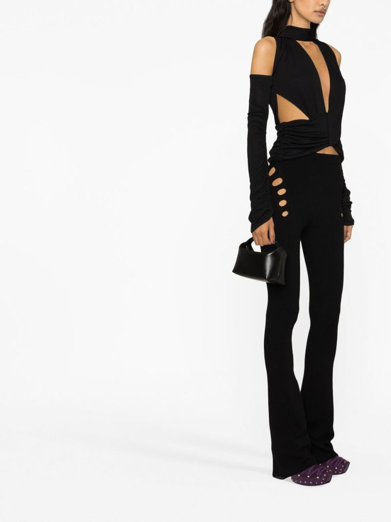 Black the Openworked Knit Trousers