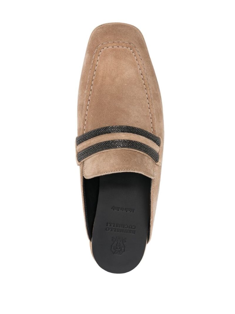 Brown Crystal-embellished Mules