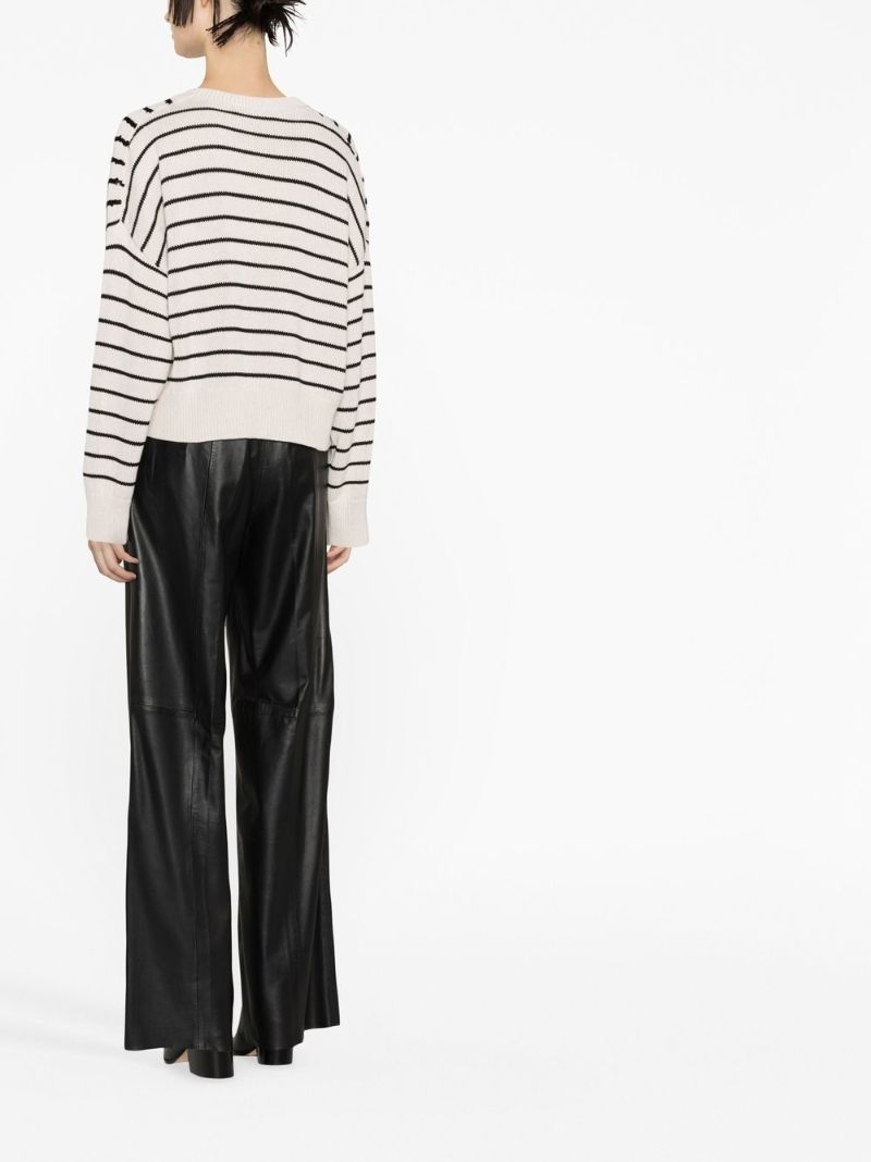 Neutral Cropped Striped Sweater