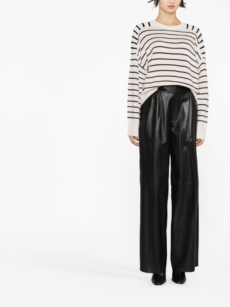 Neutral Cropped Striped Sweater