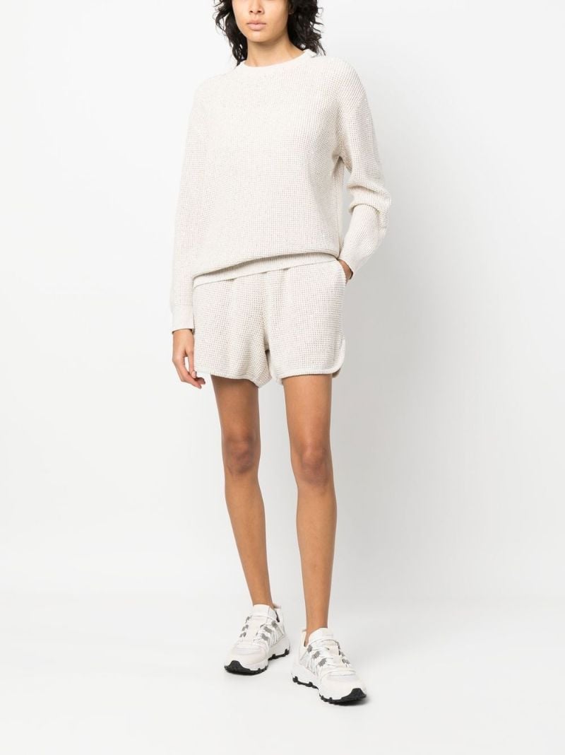 Neutral Knitted Drawstring Shorts