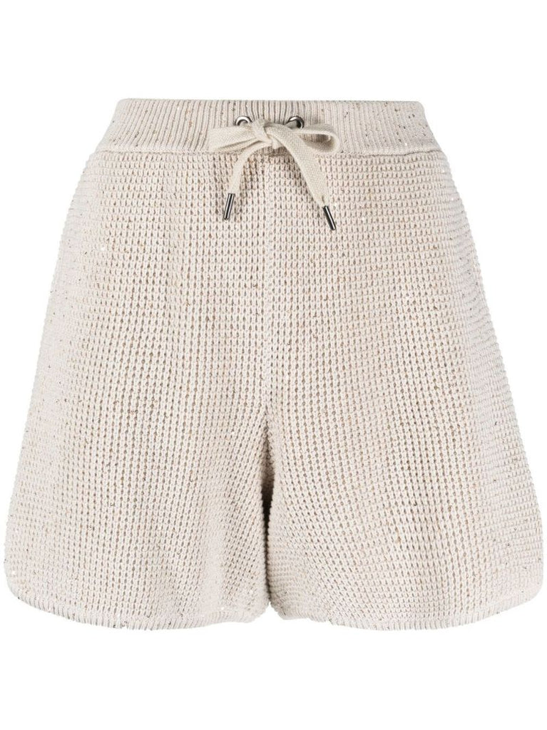 Neutral Knitted Drawstring Shorts