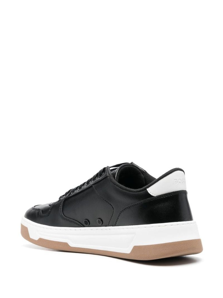 Black Lace-up Leather Sneakers