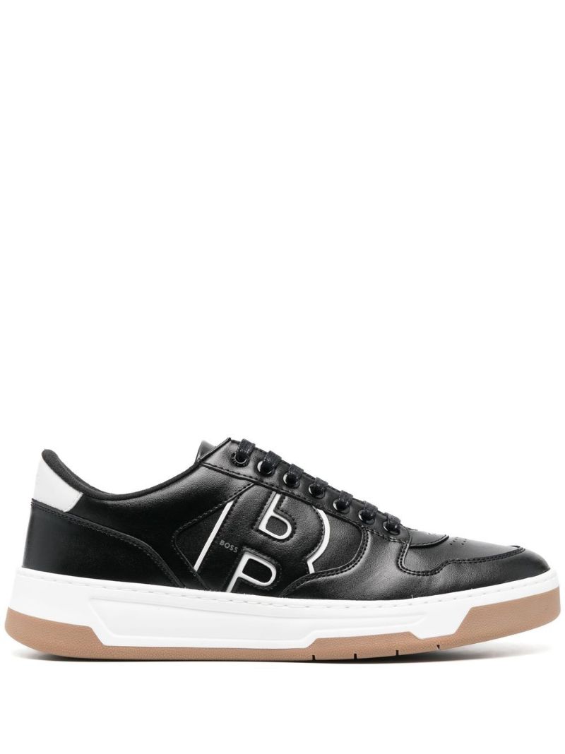 Black Lace-up Leather Sneakers